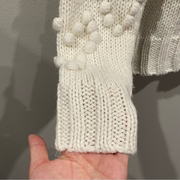 Aqua Bauble Pom Pom Heart Knit Turtleneck Sweater Cream XS - Picture 7 of 7
